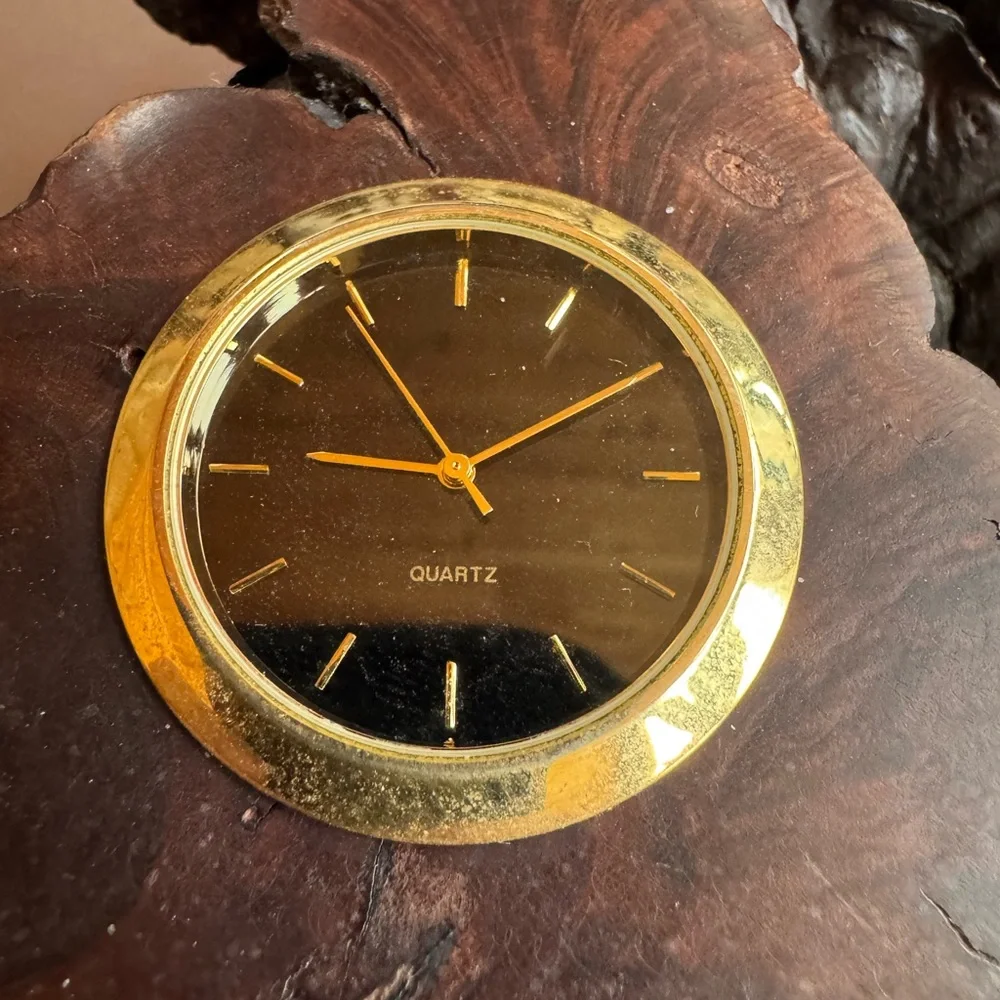 Signed Charles Elkan Live‎ Edge Wood Mini Quartz Clock